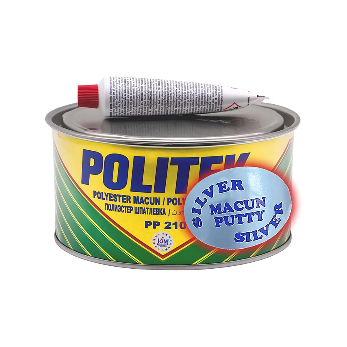 POLITEK PP-280 (Alu) Silver Putty Шпатлевка автомобильная с алюминием (автошпатлевка политек) 0,4 кг. с отвердителем