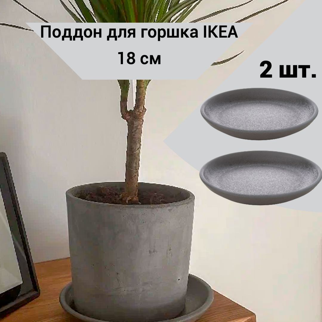 Поддон для горшка IKEA VITPEPPAR ВИТПЕППАР поддон 18 см серый, 2 шт.