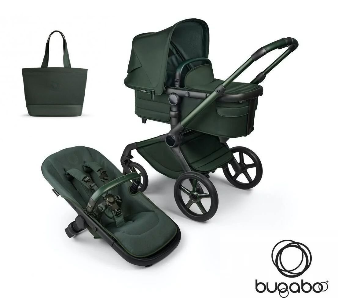 Детская коляска-трансформер 2in1 Bugaboo Fox5 + сумка Noir Midnight Green