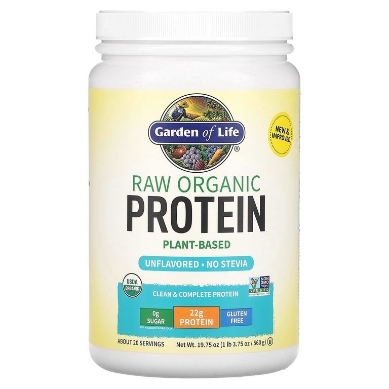 Garden of Life, Raw Organic Protein, Органический растительная протеин, 560 г (без ароматизаторов)