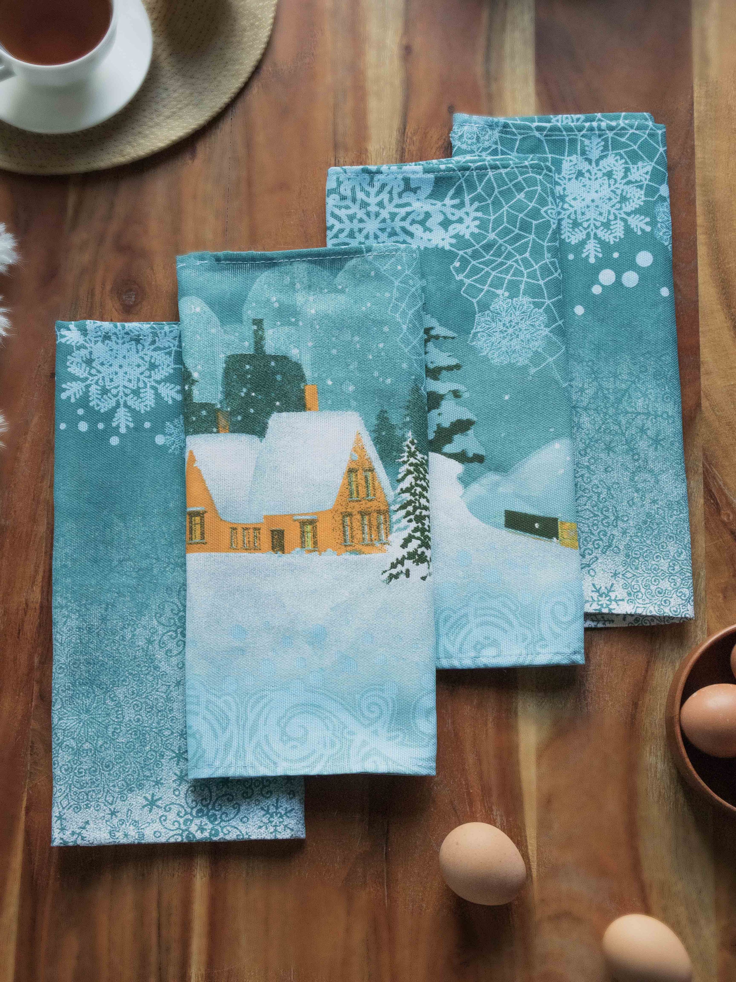 Текстильная компания Русский Дом Полотенце кухонное зимушка, Рогожка фактура, 35x60, 4шт