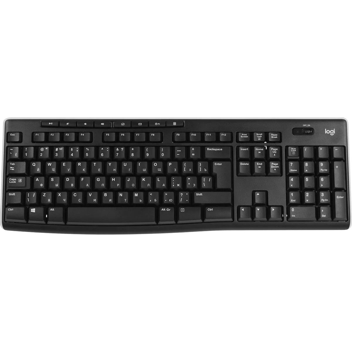 LogitechКлавиатурабеспроводнаяK270,Русскаяраскладка,черный,серый