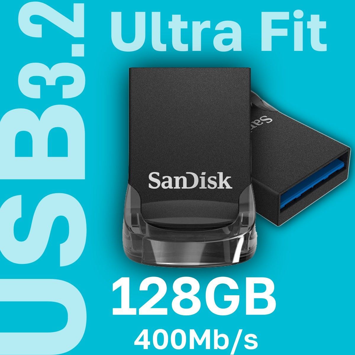 Флеш-накопитель USB-3.2 SanDisk Ultra Fit 128GB 400МБ/с (SDCZ430-128G-G46/P001-002461-128G)