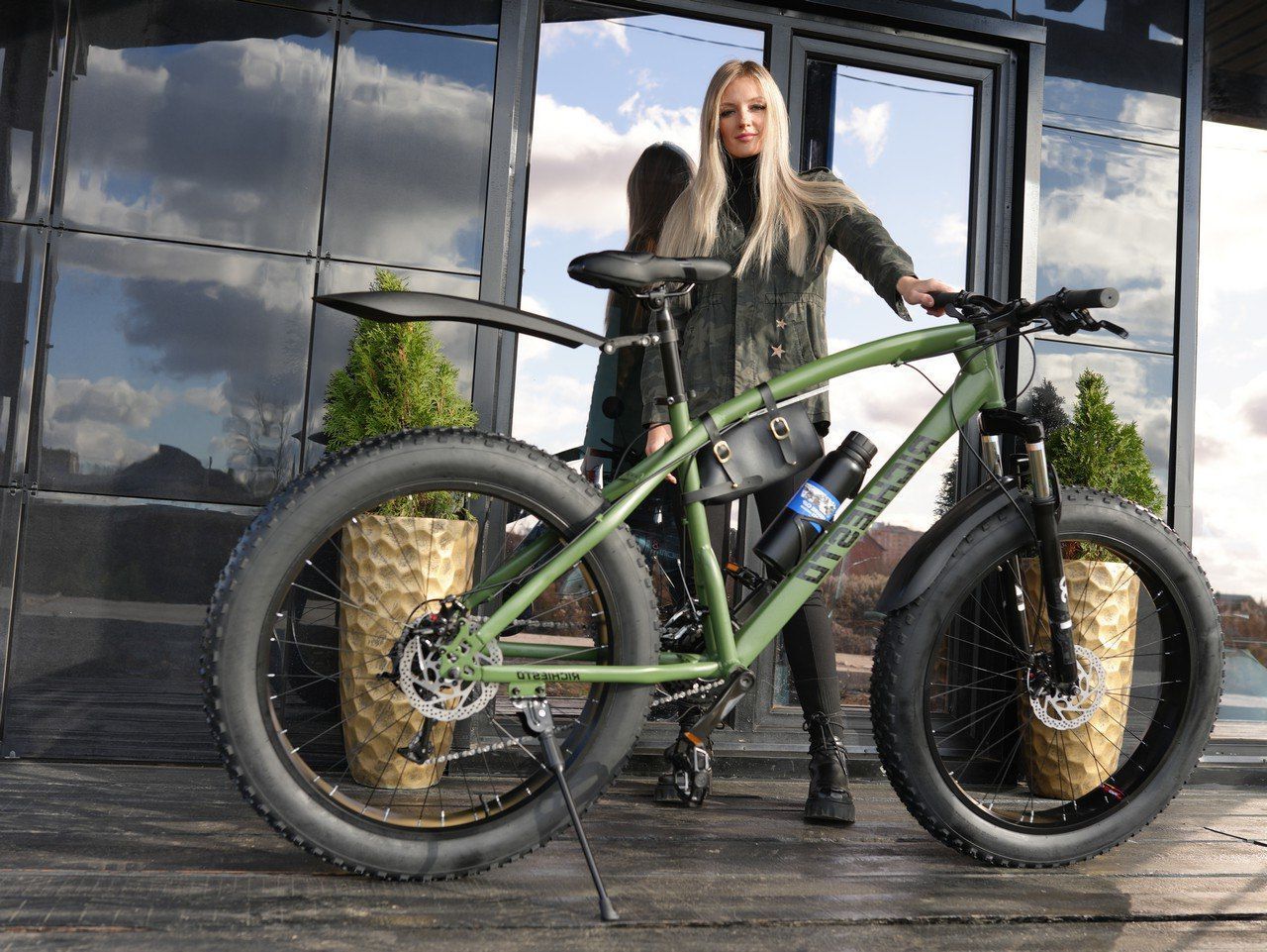 Велосипед горный Fatbike Richiesto, рама 21", 26" колёса, Зеленый