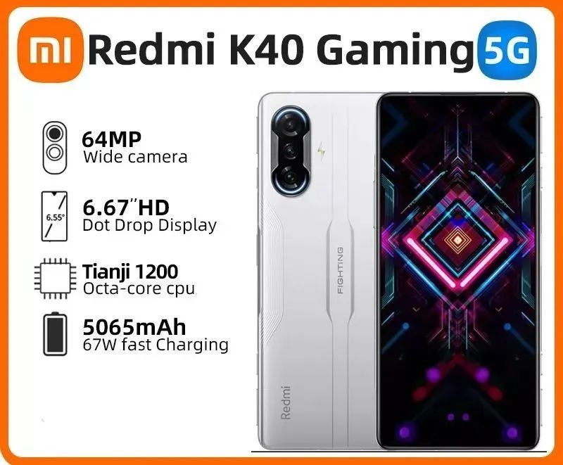 XiaomiСмартфонRedmi-K40GamingGlobal12/256ГБ,серый