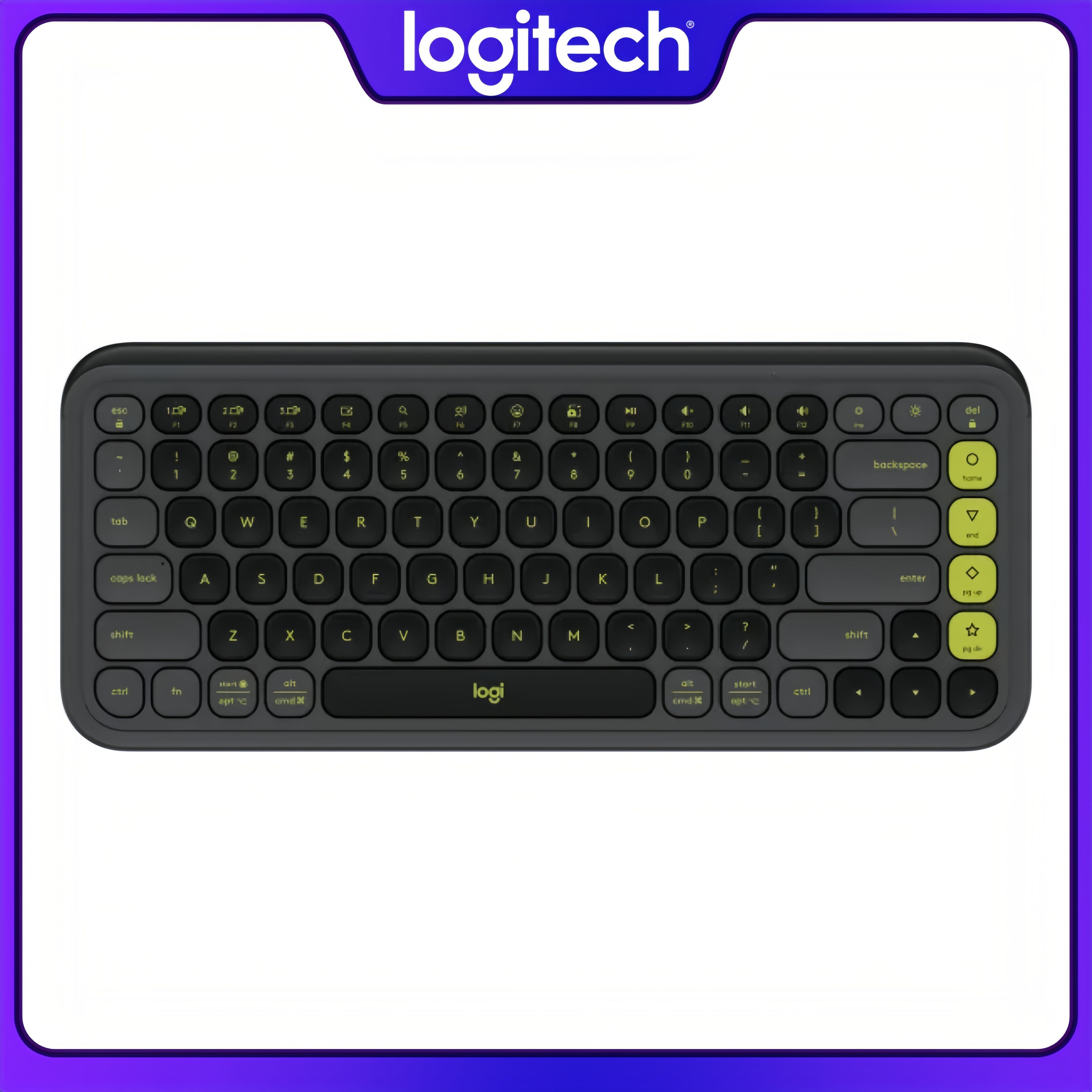 Logitech Клавиатура беспроводная Logitech POP Icon Keys, Английская раскладка, серый, зеленый