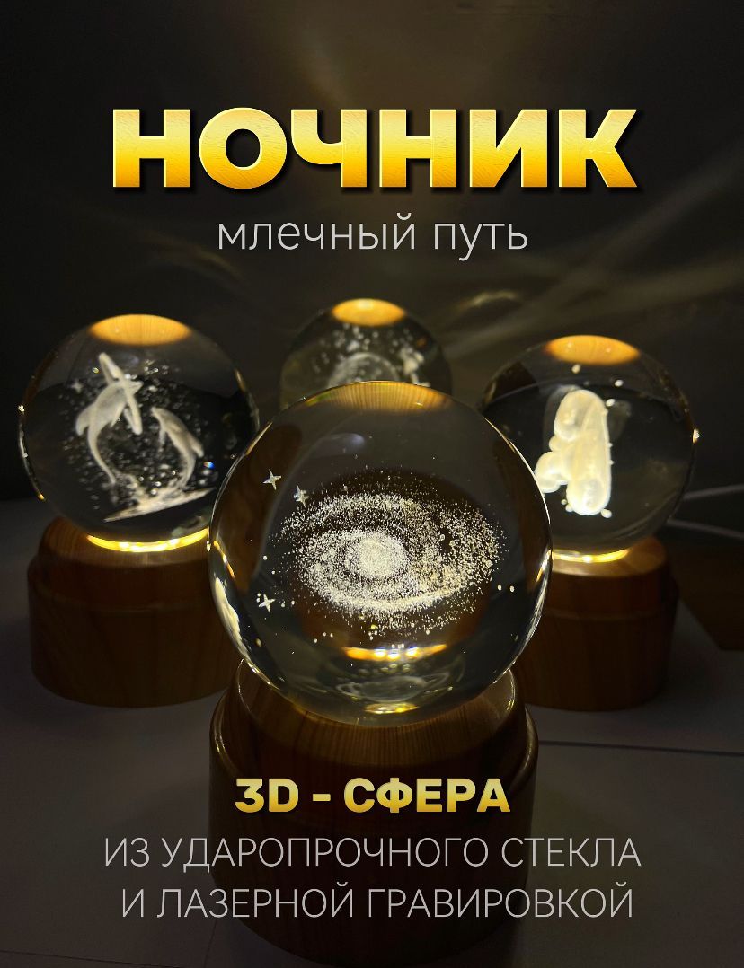 Светильник-ночниквращающийсякосмический3Dшар"Млечныйпуть"