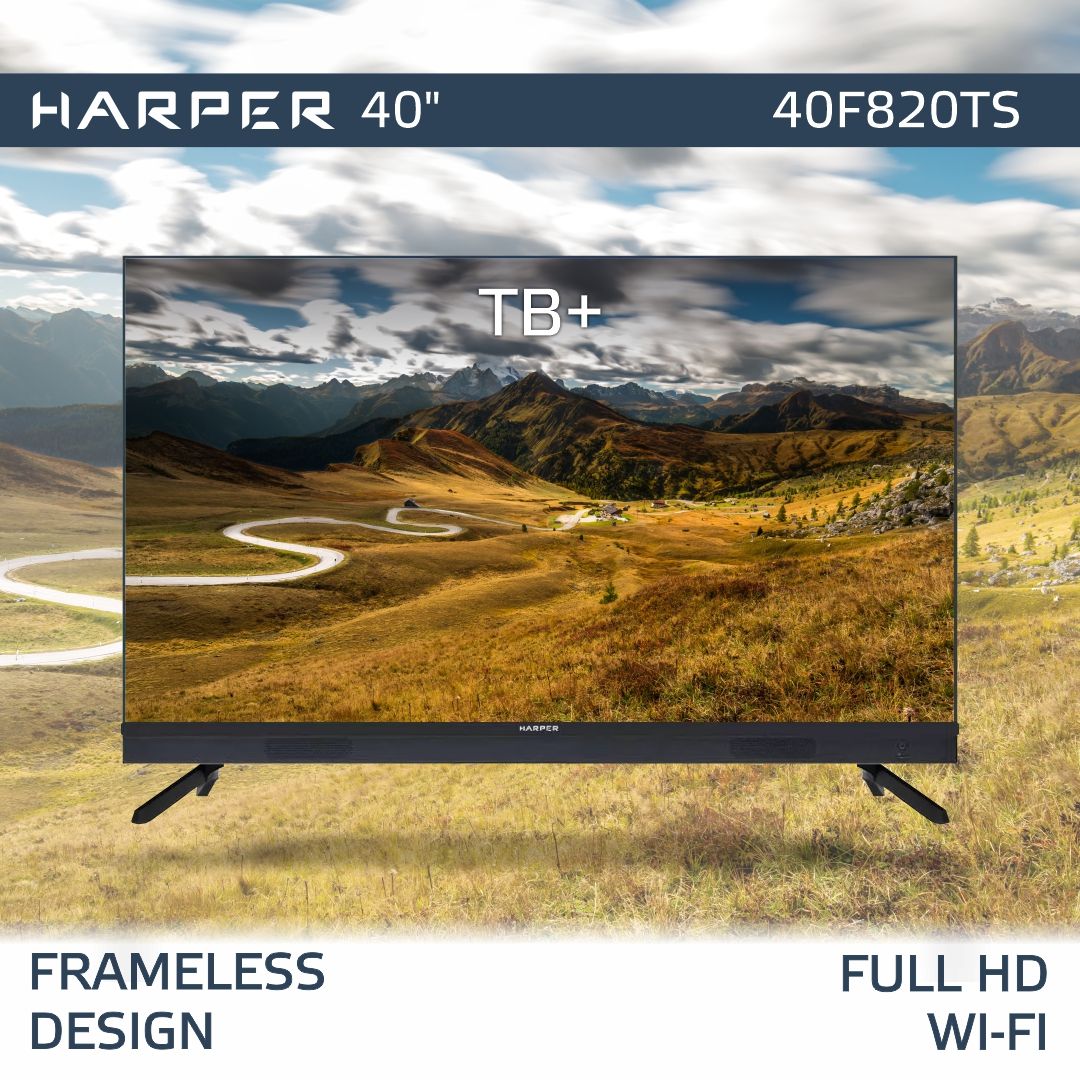 Harper Телевизор смарт тв 40F820TS / ТВ+, Wi Fi 40" Full HD, черный