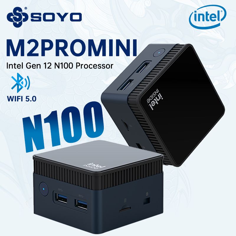 SOYOМини-ПКM2ProMini12GB+512GBMINIPC(IntelProcessorN100,RAM12ГБ,SSD512ГБ,IntelUHDGraphics,Windows),SOYOMINIPCM2ProMIniIntelAlder-NLakeN100upto3.4GHz,серый