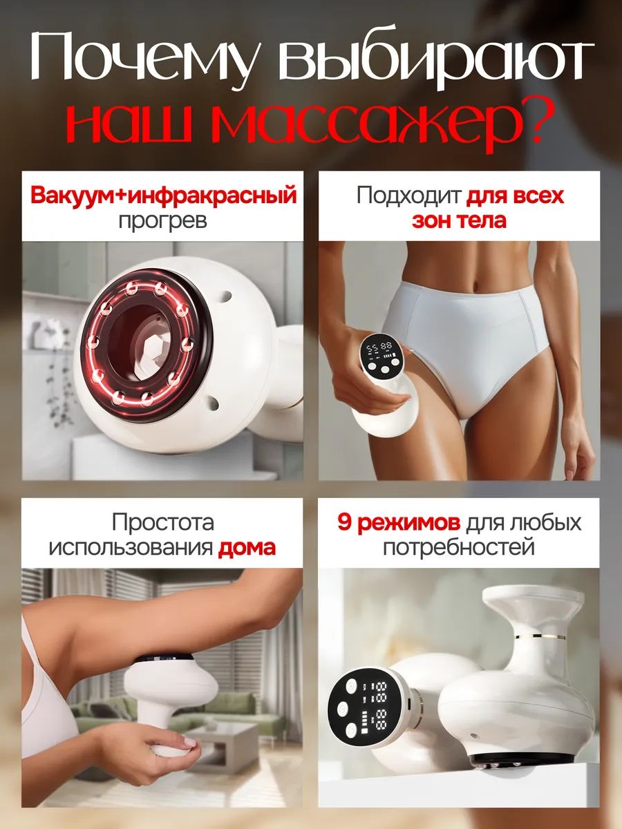 Вакуумный массажер антицеллюлитный, лимфодренажный аппарат для похуден(图8)