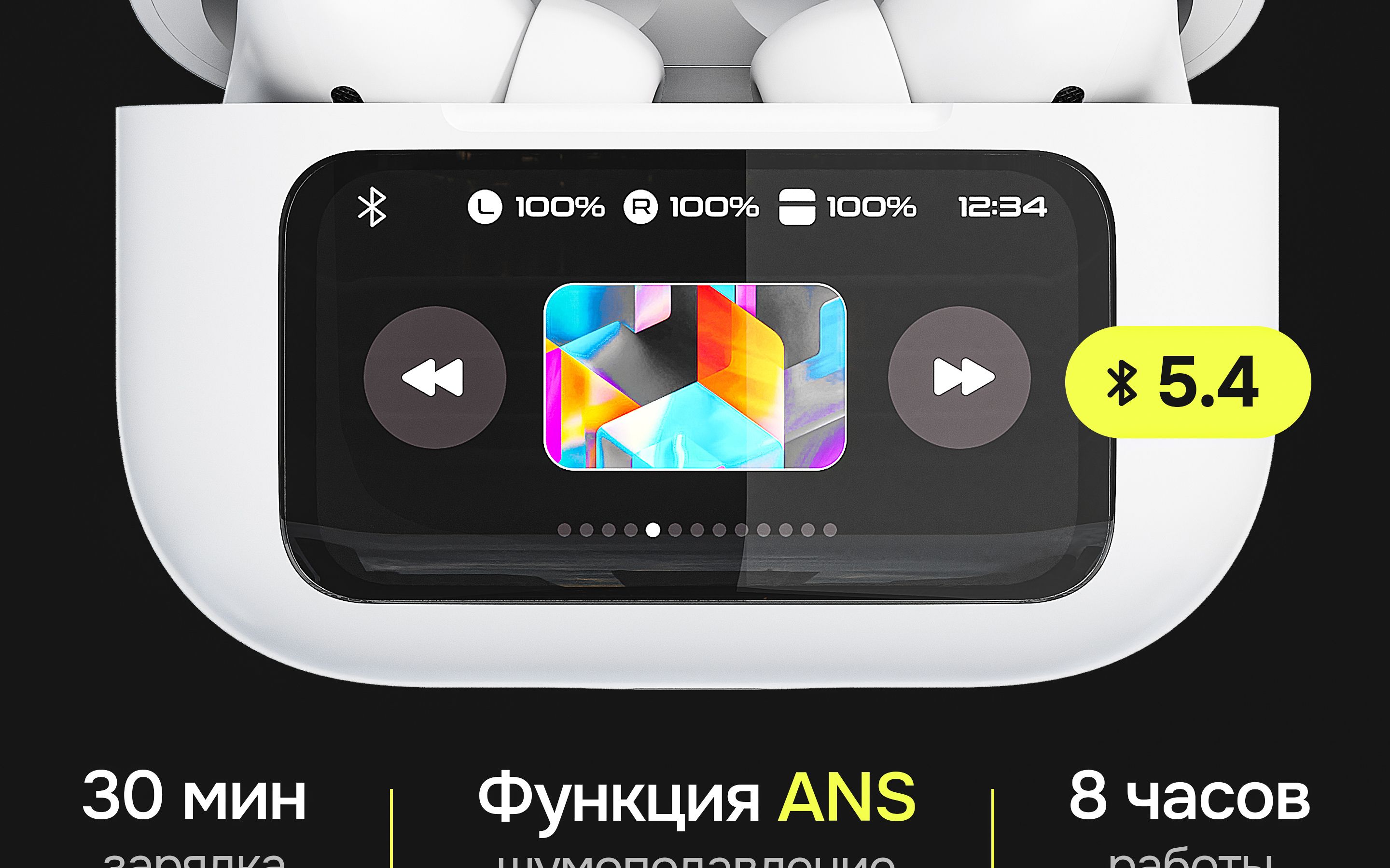 Наушники беспроводные с экраном bluetooth M5 для телефона с шумоподавл(图2)