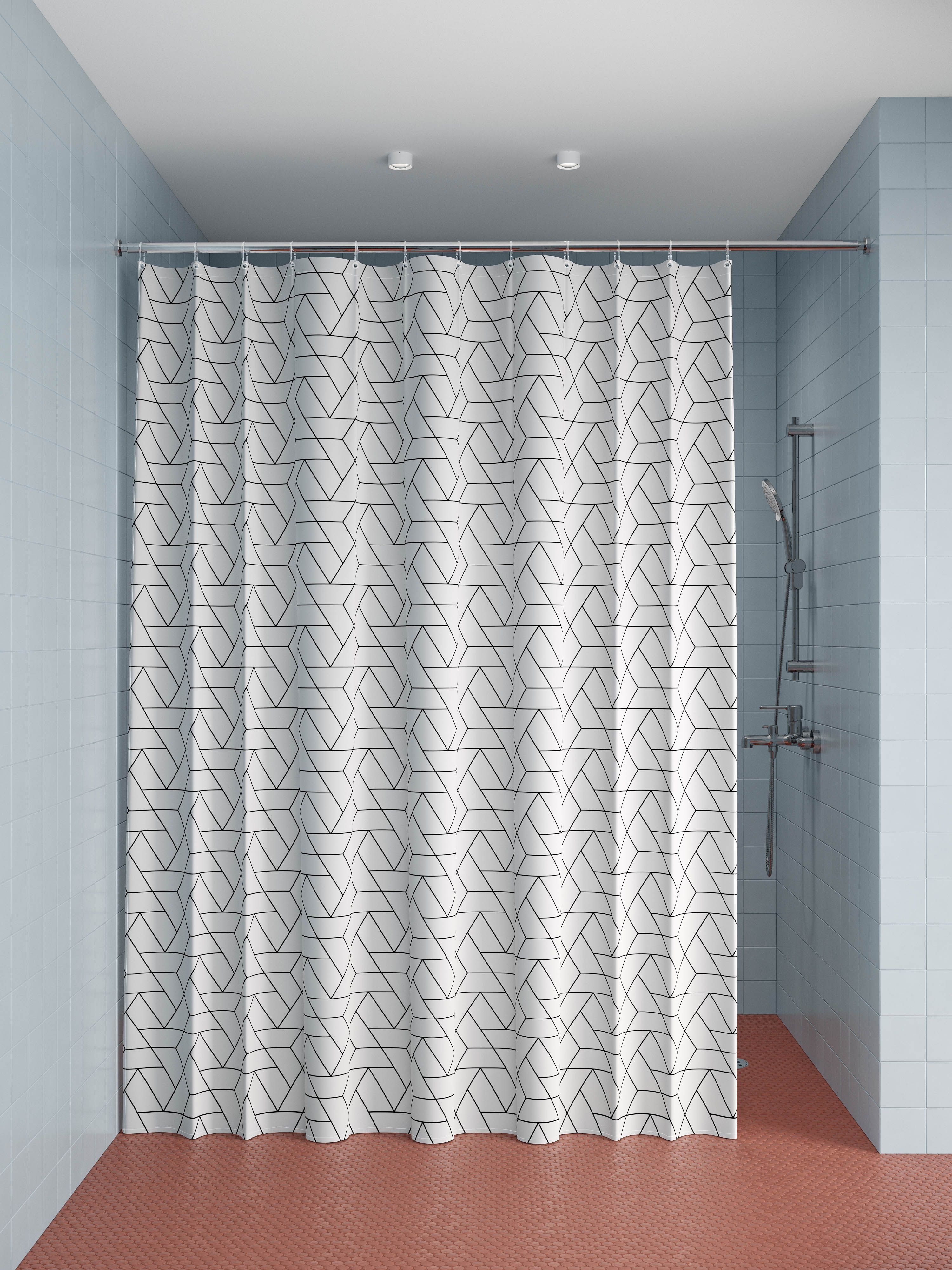 Фото товара на маркетплейсе ozon Штора для ванной комнаты и душа IDDIS, 180x200 см, тканевая, водонепроницаемая, полиэстер, с кольцами, BB01P18i11