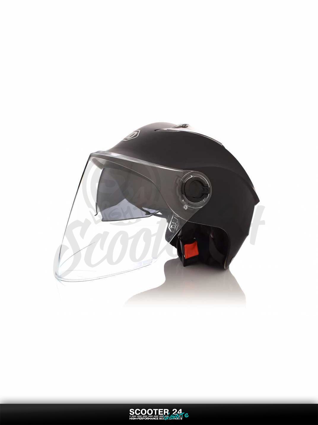 Мотошлем открытый ( вело/самокат) "DAVID" (#S309, черный матовый, регулятор размера, очки, AB на мотоцикл / мопед и скутер