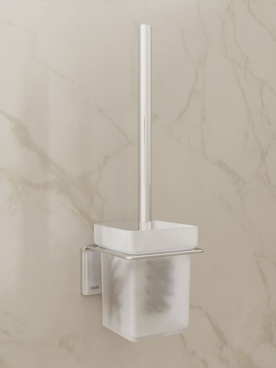 Фото товара на маркетплейсе ozon Ершик для унитаза IDDIS, настенный, матовое стекло, сплав металлов, хром, Slide, SLISCG0i47