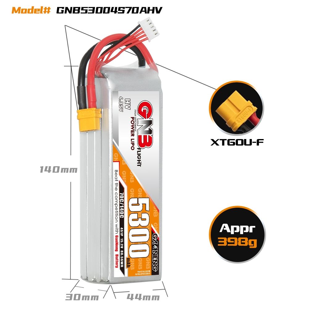 Gaoneng GNB 4S LiHV 15.2V 5300mAh 70C XT60 Hardcase Lipo Battery