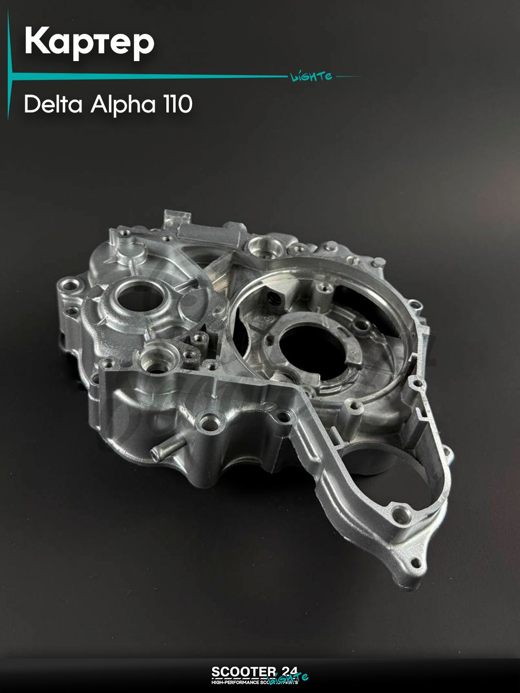 Корпус картера левый, сепараторный на мопед и мотоцикл DELTA , ALPHA / Дельта Альфа 110 кубов, D 20 мм