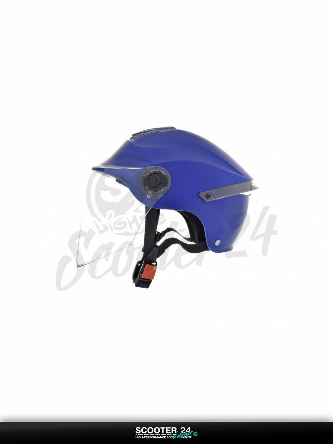 Мотошлем открытый ( вело/самокат) "DAVID" (#S307, синий матовый, регулятор размера, ABS) на мотоцикл / мопед и скутер