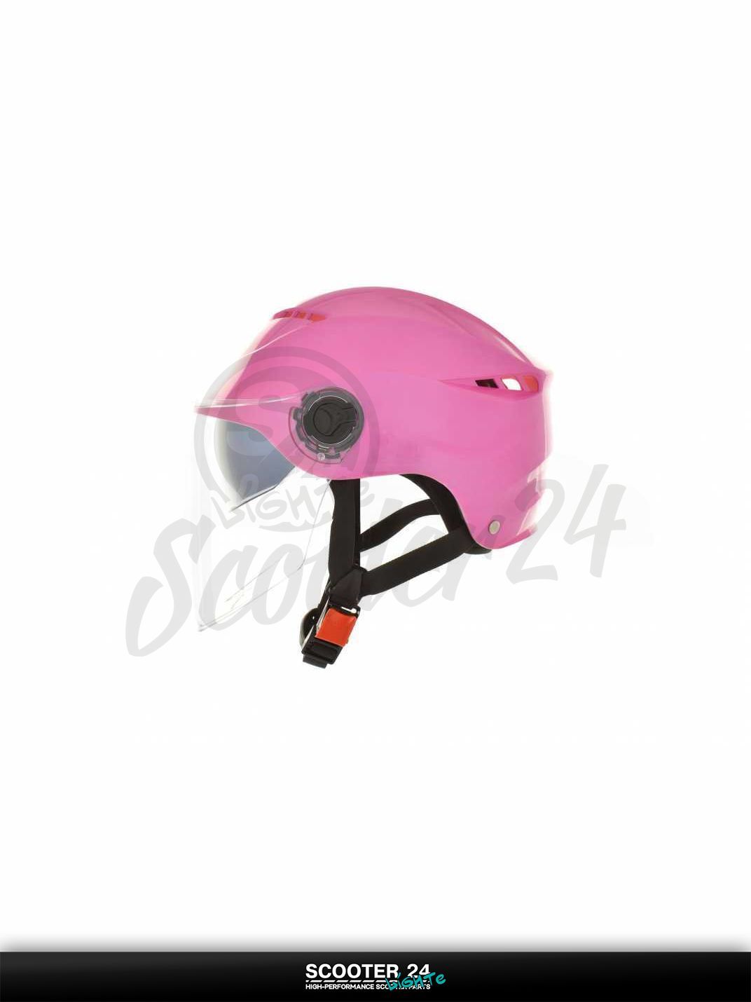 Мотошлем открытый ( вело/самокат) "DAVID" (#S327, темно-розовый, регулятор размера, очки, ABS на мотоцикл / мопед и скутер