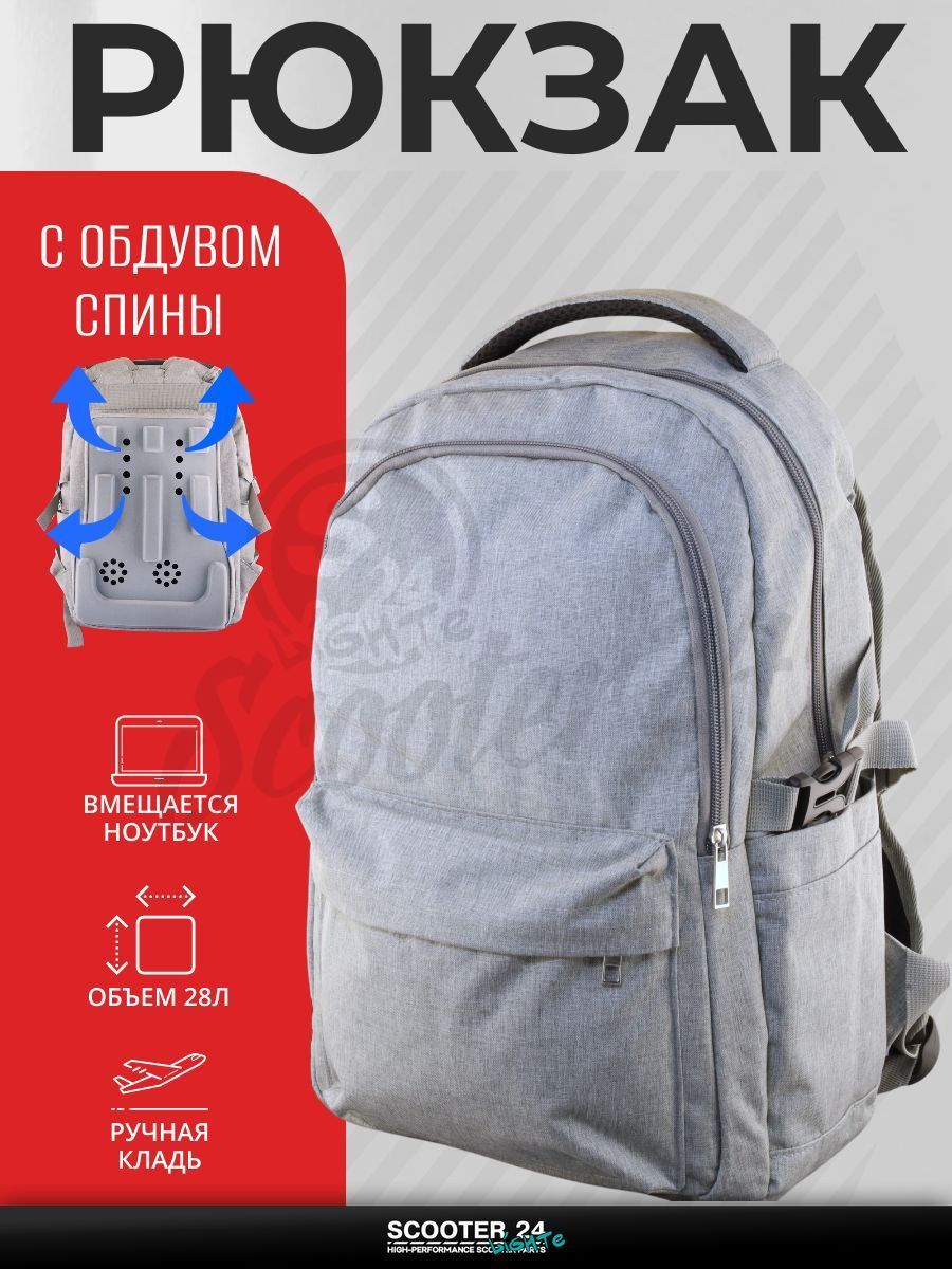 Рюкзак мотоциклетный с вентилятором (430*300*220 мм,цвет серый 3W,5V,3A)