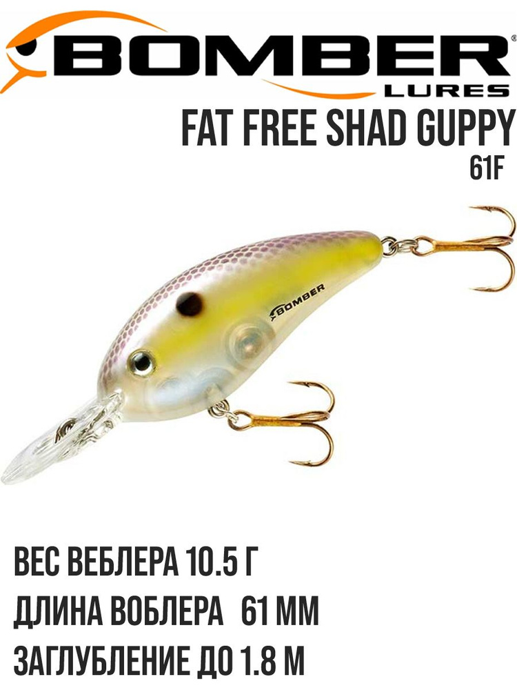 Воблер PRADCO Bomber Fat Free Shad Guppy Crankbait #1