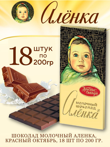 Шоколад молочный Алёнка, 200 г, 18 штук - купить с доставкой по ...
