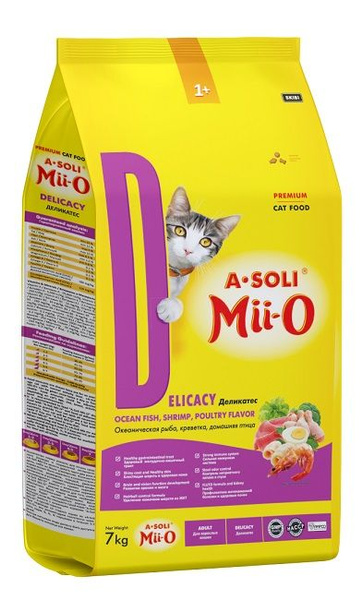 Корм для кошек сухой A-SOLI Mii-O, деликатес для кошек со вкусом ...