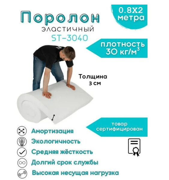 Вопросы и ответы о Поролон эластичный мебельный ST-3040 30 мм 0,8х2 м ...