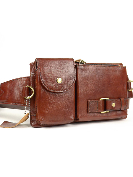 Сумка на грудь / пояс мужская / женская из натуральной кожи, коричневый ...