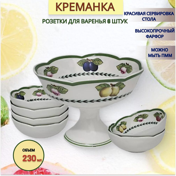 Креманка, розетки для варенья 6 шт / Фрукты, Lenardi / фарфор - купить ...