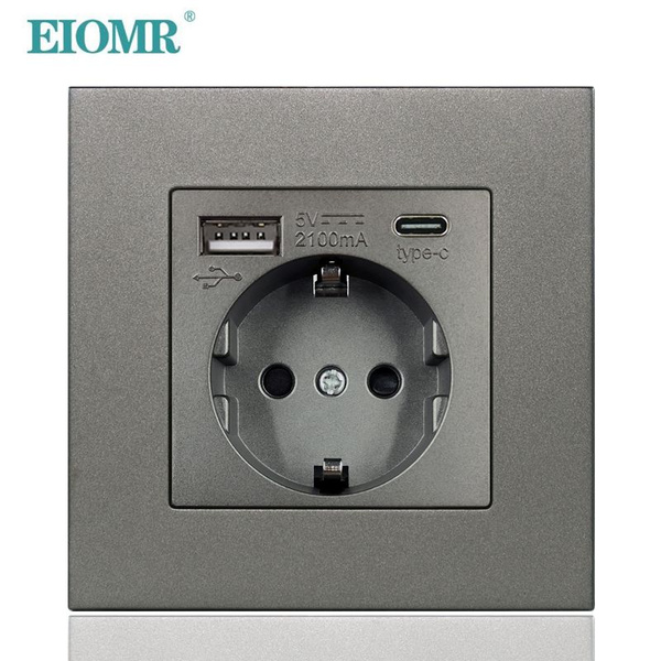 EIOMR настенная USB/Typc-C-розетка 5 В 2,1 А, ЕС,электрическая розетка ...