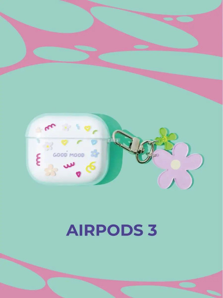 Чехол на Airpods 3 / для наушников Аирподс 3. Силиконовый, с карабином ...