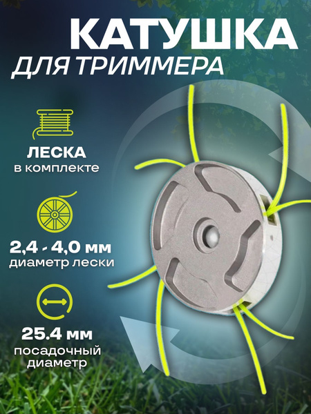 Катушка с леской Катушка (головка) для триммера плоская алюминевая ...