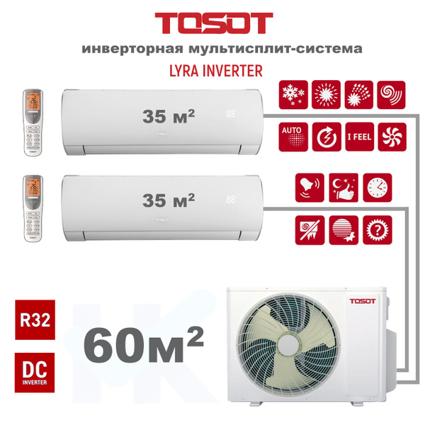 Инверторная мульти сплит-система TOSOT серии LYRA INVERTER R32 на 2 ...
