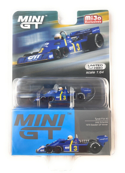 Truescale Miniatures Mini GT Tyrrell P34 No.3 Jody Scheckter 1976 Ganador del GP de Suecia (LHD) MGT00583-L