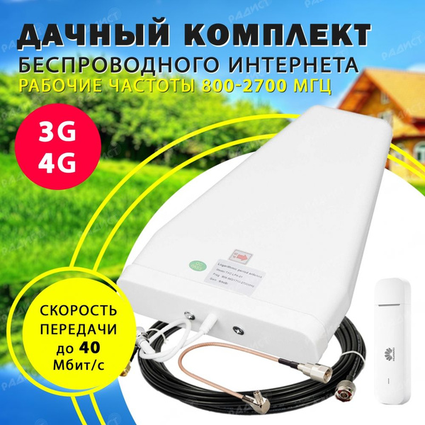 Комплект для приема интернета USB модем E3372h с антенной GSM/3G/4G ...