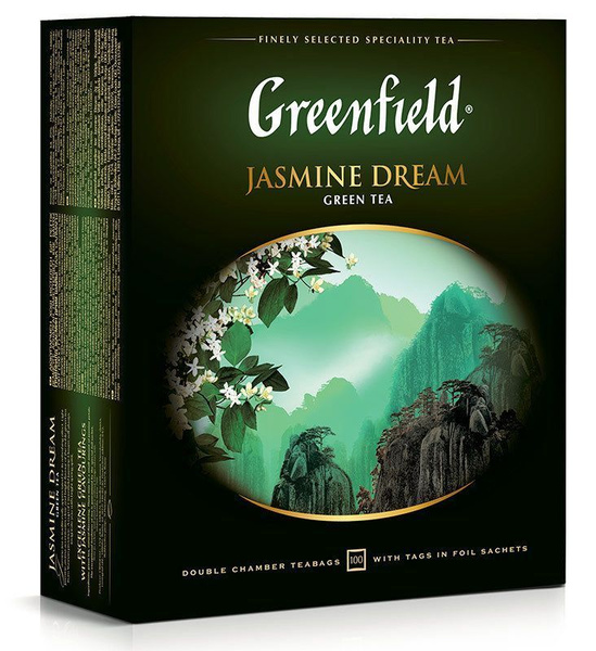 Зеленый чай Гринфилд с жасмином Greenfield Jasmine Dream 100 пакетиков ...