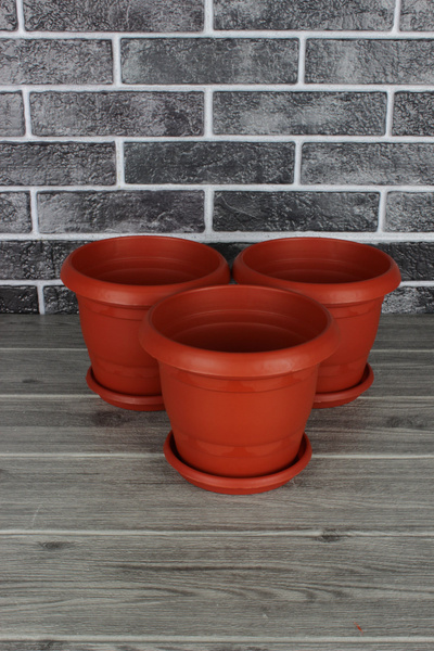 Горшки для цветов и растений с поддоном 1,8л, 3шт - купить с доставкой ...