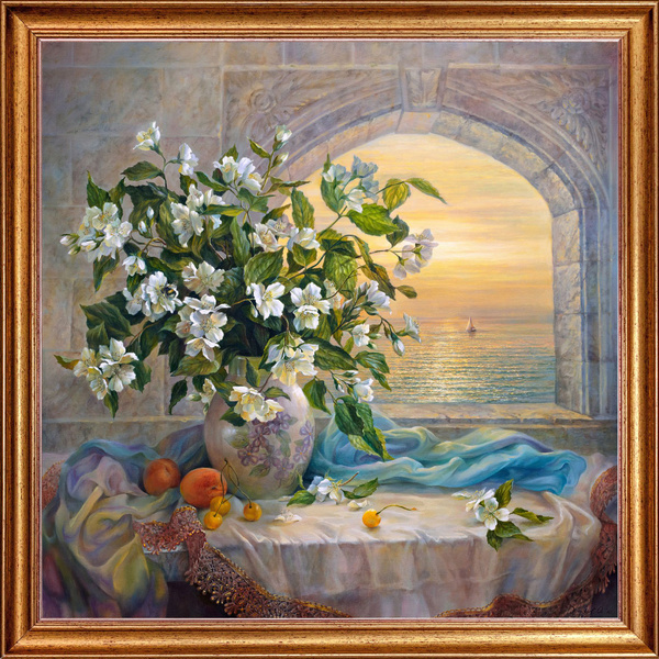 Картина "Жасмин", 60х60 см., художник - Дандорф Ольга. Оформлена в ...