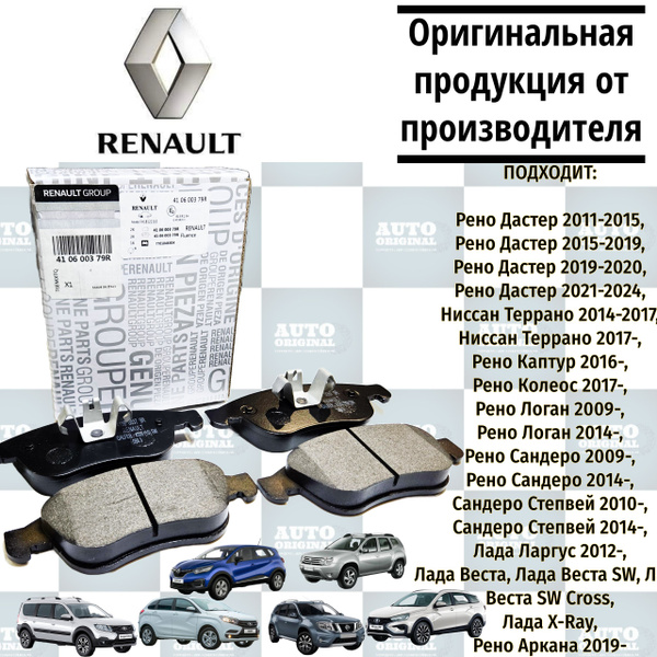 Колодки тормозные Renault 410600379R, 410600379, 79.4. Передние ...