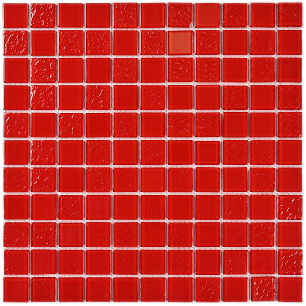 Плитка декоративная, мозаика стеклянная Red Rose 300х300 мм, 1 штука ...