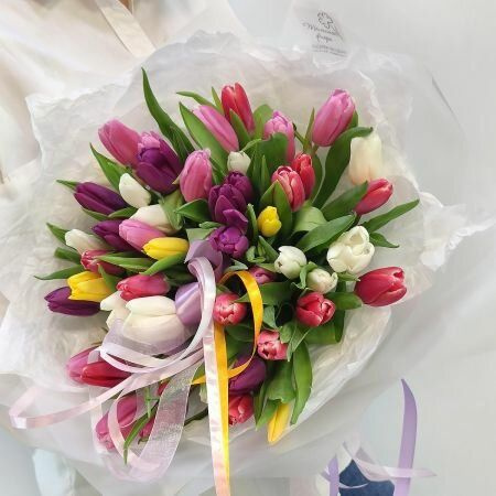 Роза, Тюльпан, цвет фиолетовый, 51 шт купить по выгодной цене в ...