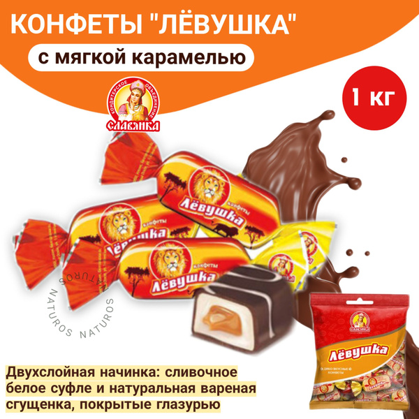 Конфеты шоколадные "Лёвушка", желейные со сгущенным молоком, весовые ...