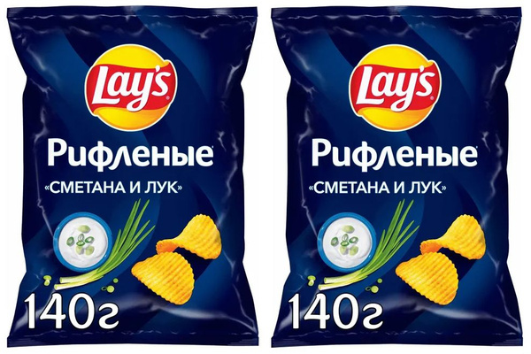 Чипсы картофельные Lays Сметана и Лук 140 грамм - 2 штуки купить на ...