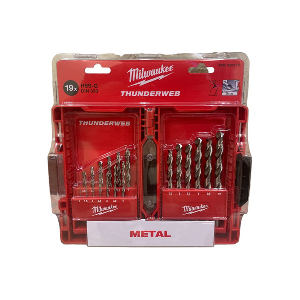 Набор сверл по металлу HSS-G THUNDERWEB 19 шт Milwaukee 4932352374 ...