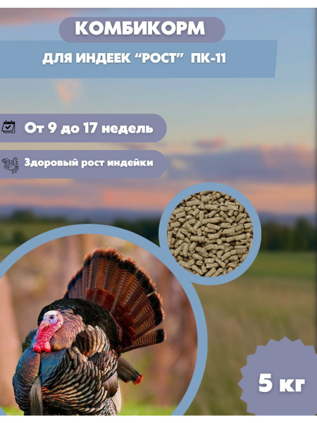 Комбикорм для индюков и индюшек РОСТ 9-17 неделя - купить с доставкой ...