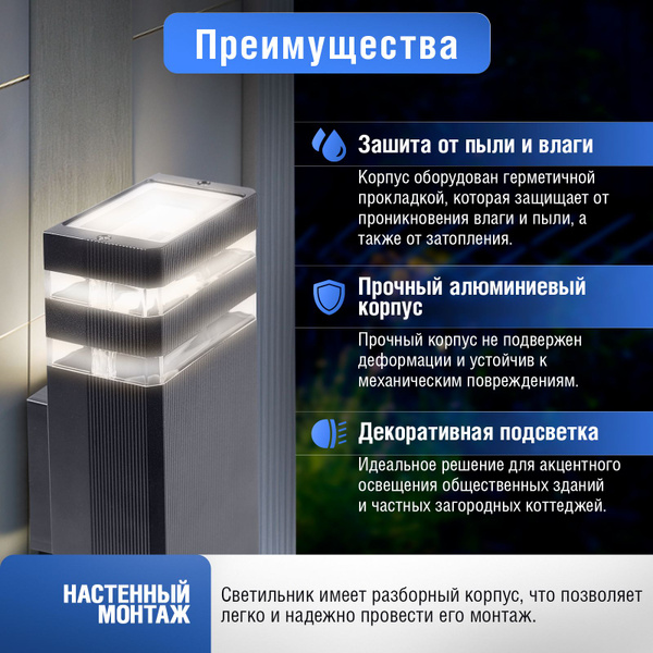 Настенный светильник фасадный уличный двухсторонний под лампу с цоколем ...