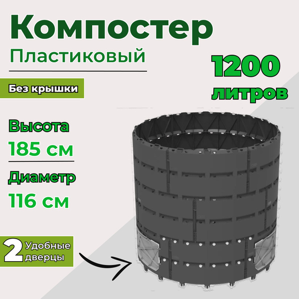 Компостер садовый пластиковый 1200л без крышки и без дна, Ф 1,16м ...