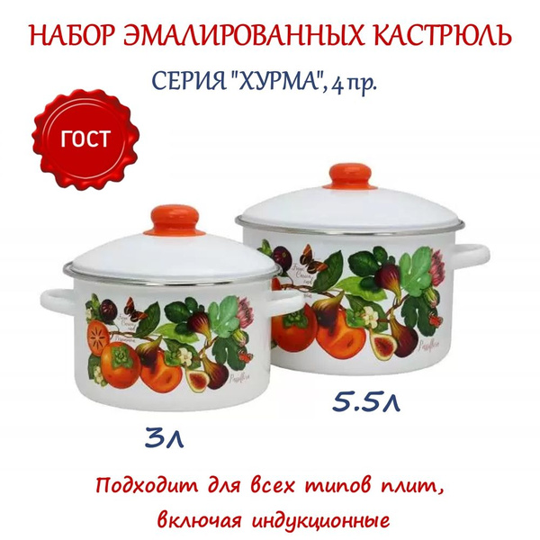 Эмаль Набор посуды для приготовления "хурма", 4 предм. - купить с ...