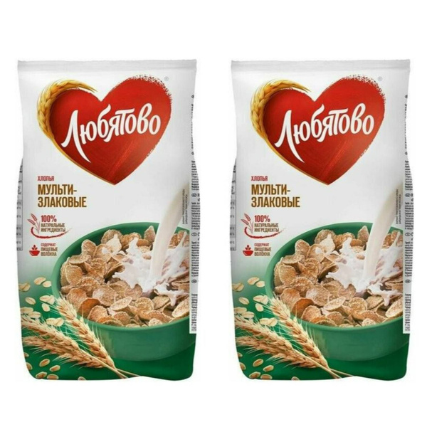 Любятово Готовый завтрак Хлопья зерновые, Мультизлаковые, 250 г, 2 уп ...