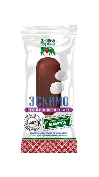 Пломбир Зефир в шоколаде эскимо Зелёна-Бурёна, 12 %, 70 г - купить с ...